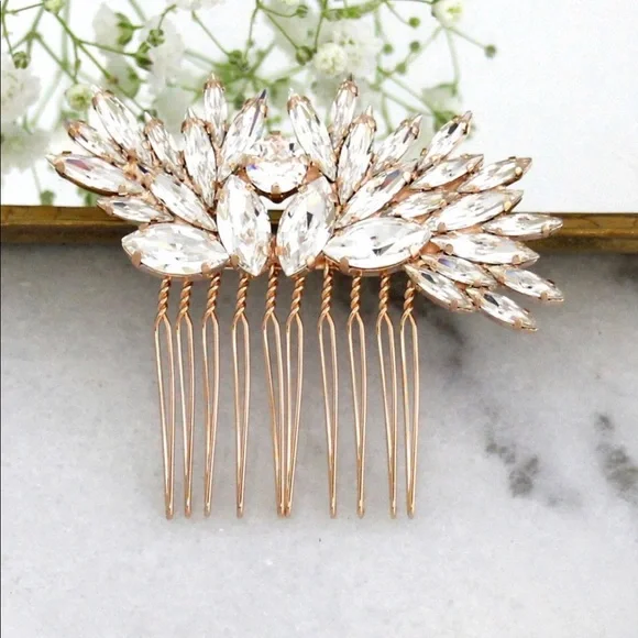 Bridal Jewelry | Pearl Earrings | Crystal Hair Comb | Wedding - Picture 3 of 5